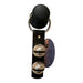 Black leather strap with metal bells on a white background