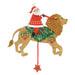 Decorative Christmas ornament with Santa Claus riding a lion.