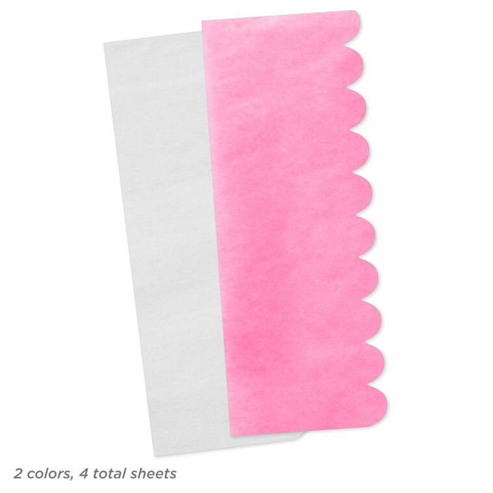Hallmark : Scalloped Solid Pink and White 2-Pack Tissue Paper, 4 sheets
