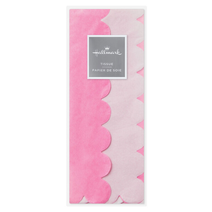 Hallmark : Scalloped Solid Pink and White 2-Pack Tissue Paper, 4 sheets