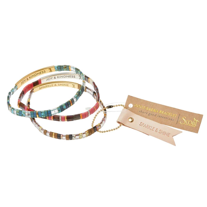 Scout Curated Wears : Good Karma Miyuki Bracelet - "Joy & Kindness" - Marine/Gold