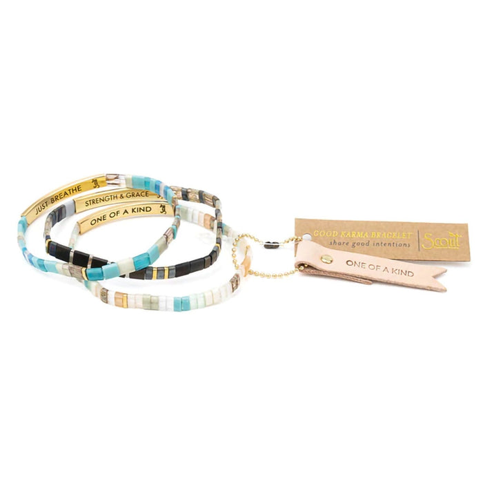 Scout Curated Wears : Good Karma Miyuki Bracelet - "One Of A Kind" - Mint/Peach/Gold