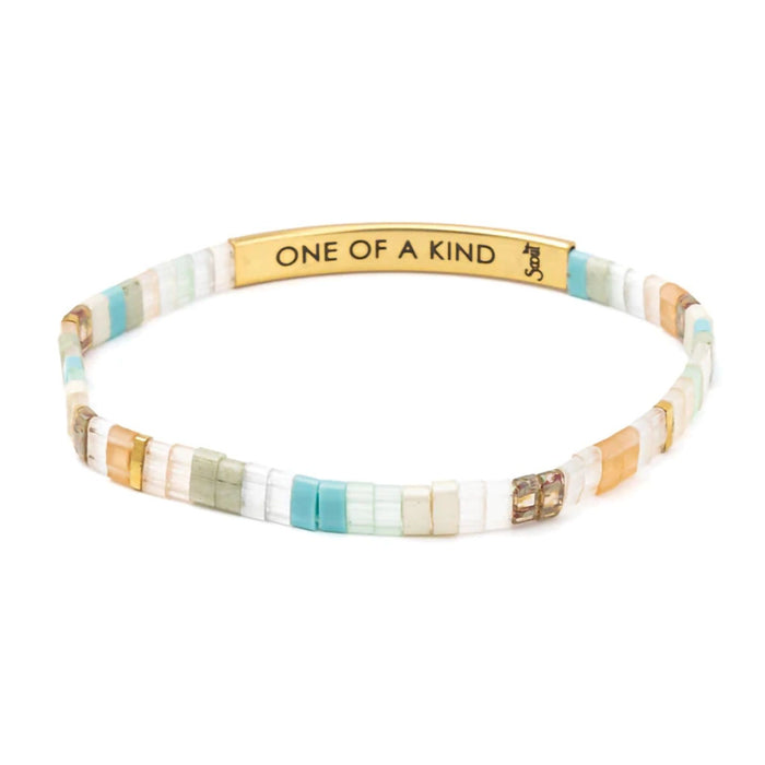 Scout Curated Wears : Good Karma Miyuki Bracelet - "One Of A Kind" - Mint/Peach/Gold