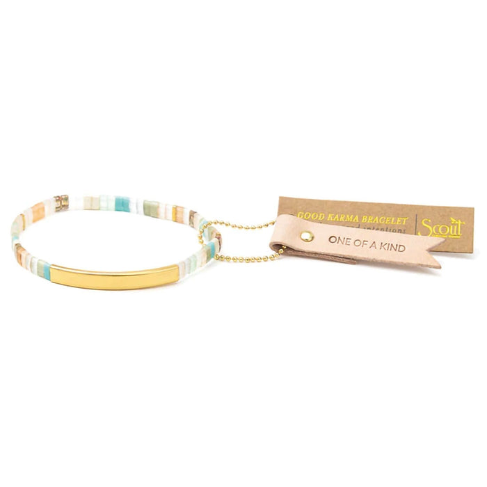 Scout Curated Wears : Good Karma Miyuki Bracelet - "One Of A Kind" - Mint/Peach/Gold