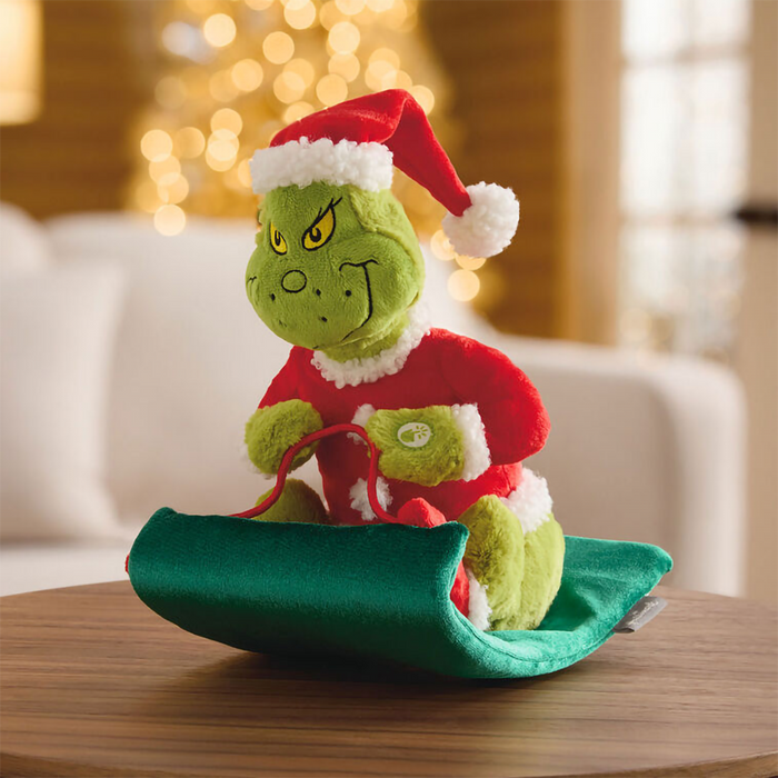 Hallmark : Dr. Seuss's How the Grinch Stole Christmas!™ - Grinch on Sled Musical Plush With Motion, 9.5"