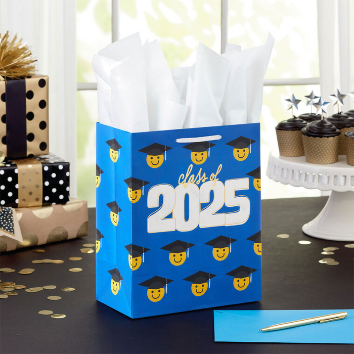 Hallmark : 9.6" Smiley Faces in Grad Caps Medium Graduation Gift Bag