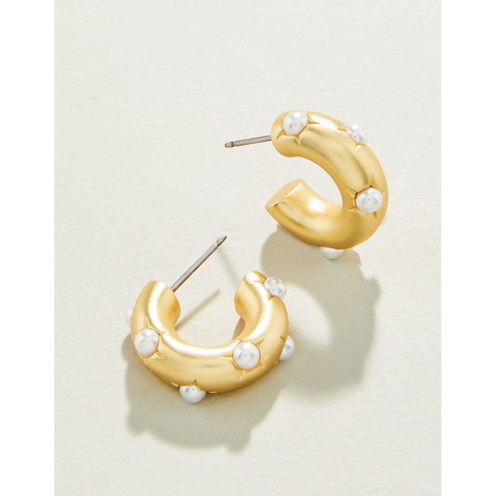 Spartina 499 jewelry-Matte finish earrings-Hoop earrings-Pearl Gold earrings- Gold jewelry-gift shop-gifts for her