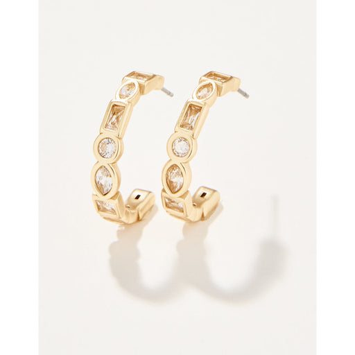 Spartina 499 jewelry-Matte finish earrings-post earrings-Gold earrings- Gold jewelry-gift shop-gifts for her-Cubic Zirconia-Spartina 449 Shine Bright Hoop Earrings