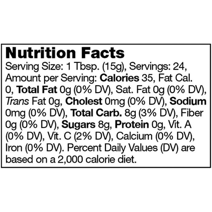 Stonewall Kitchen Holiday Jam nutrition facts label showing calories, carbs, and ingredients