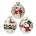 Three assorted Stony Creek circular pre-lit snowman vases showing different Christmas designs including birdhouses, cardinals, and winter barn scenes.