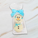 Sweet Jubilee White Chocolate Covered Oreo Snowman with blue scarf and earmuffs, packaged with blue satin bow.