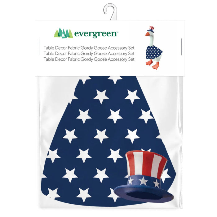 Evergreen Gordy Goose outfit for patriotic home, porch, and tabletop decor