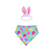 Decorative tabletop goose wearing a playful Easter Bunny costume for spring decor