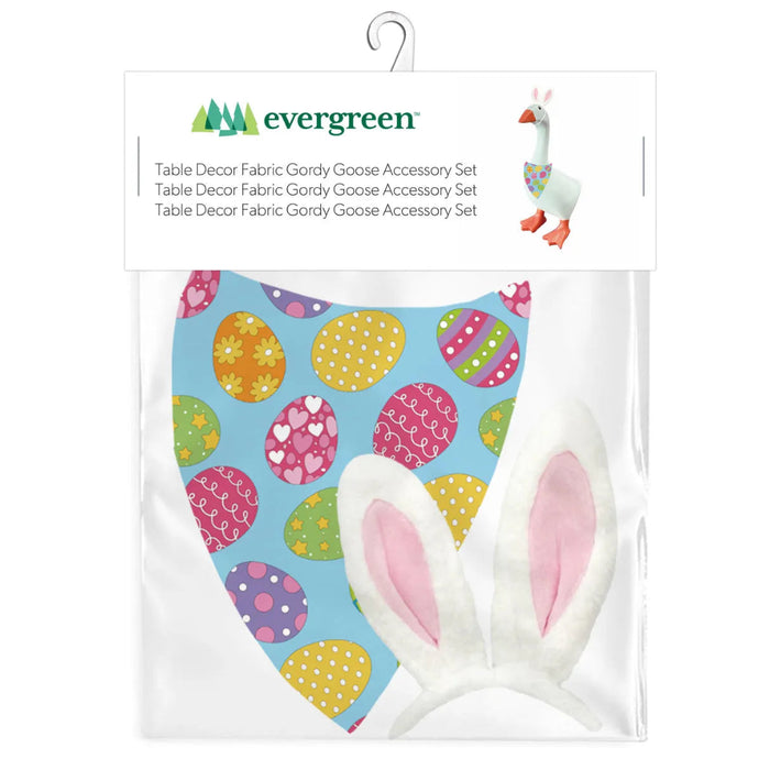Decorative tabletop goose wearing a playful Easter Bunny costume for spring decor