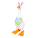 Decorative tabletop goose wearing a playful Easter Bunny costume for spring decor
