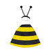 Gordy the Goose dressed in a bee-themed fabric costume for tabletop decoration