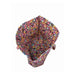 A colorful tote bag adorned with an intricate pattern, displaying a lively mix of hues and artistic designs.