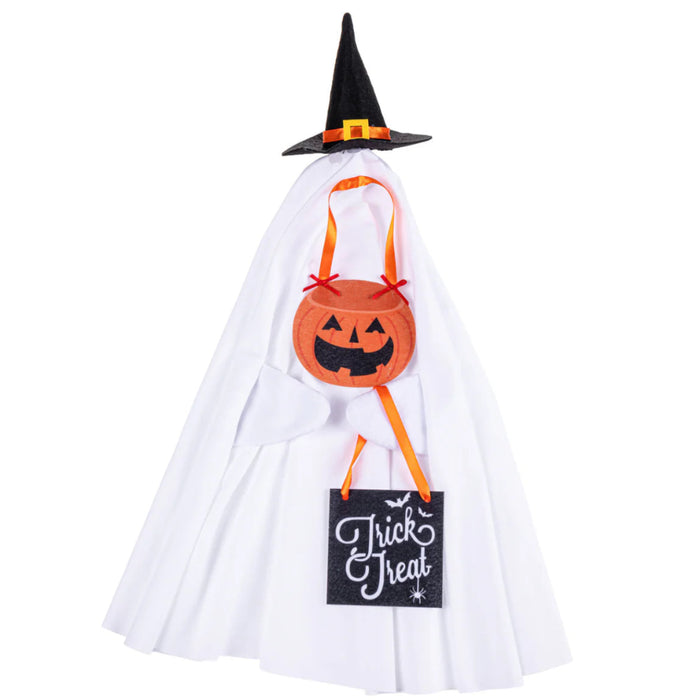 a playful, spooky touch to Halloween décor with this Ghost outfit for porch geese.
