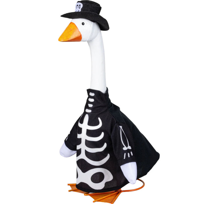 spooky fun to any Halloween displays with this Skeleton outfit, designed to turn any porch goose into the life of the party. 