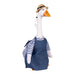 A duck sporting a stylish hat and blue overalls, exuding charm and personality in its attire.