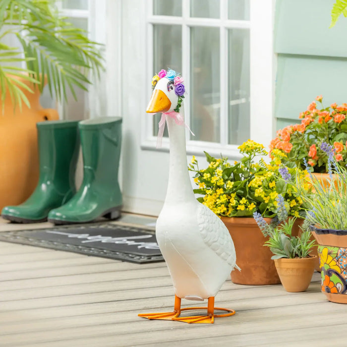 Evergreen goose eyelashes and floral headband accessory set for decorative goose figures