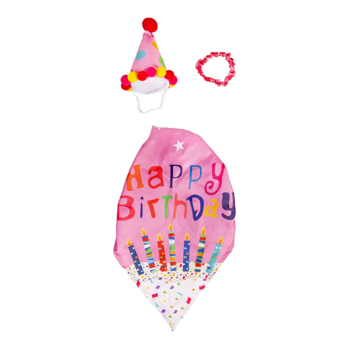 A duck with a party hat sits on the grass, bringing a whimsical element to a birthday celebration outdoors.