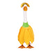 A charming duck in a lovely dress, captured in a vibrant outdoor environment.