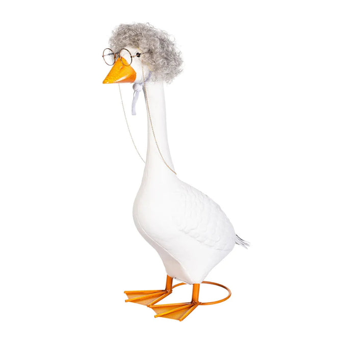 Evergreen Goose Silver Fashion accessory set with curly wig and classic round glasses