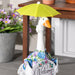 Giddy Goose Yellow Umbrella Porch Goose Accessory Set for seasonal outdoor décor