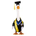 A duck in a graduation cap and gown, showcasing a playful interpretation of graduation and academic accomplishment.