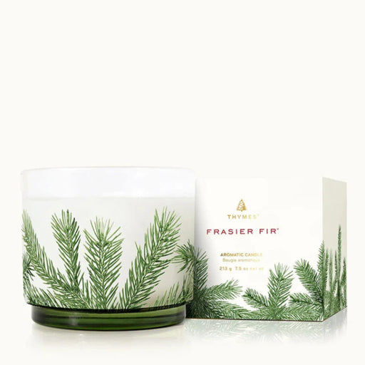 Frasier Fir Small Pine Needle Luminary Candle with woodland-inspired pine needle design for cozy holiday décor.