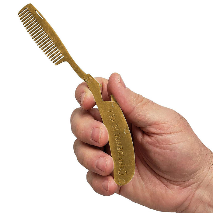 Lucky Jack : Fancy Brass Beard Comb at Annie's Hallmark