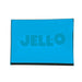 Hand squeezing a purple rectangular Jell-O Squishi toy, bending the soft sides around the embossed Jell-O logo.