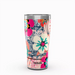 Tervis Bright Wild Blooms Stainless Steel Tumbler with Slider Lid – 20 oz insulated floral travel cup featuring vibrant pink, coral, teal, and cream flowers on a navy background.