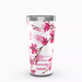 Tervis Japanese Cherry Blossom Tumbler featuring pink watercolor flowers on white background.