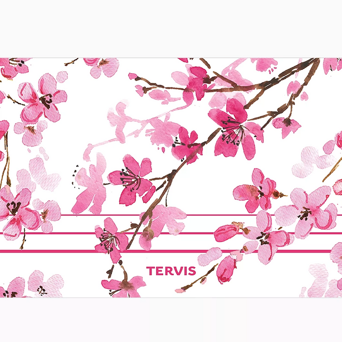 Cherry blossom branch watercolor design wrap for Tervis stainless steel tumbler.