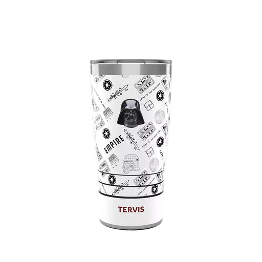Tervis Star Wars The Empire Tumbler featuring Darth Vader helmet and Imperial symbols on white background.