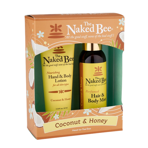 The Naked Bee Coconut & Honey Head-to-Toe Duo Gift Set with hand and body lotion and hair and body mist