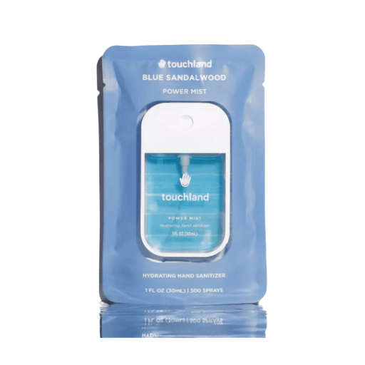 Touchland Blue Sandalwood Power Mist packaging on a white background