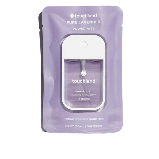 Purple packaging of Touchland Pure Lavender Power Mist on a white background