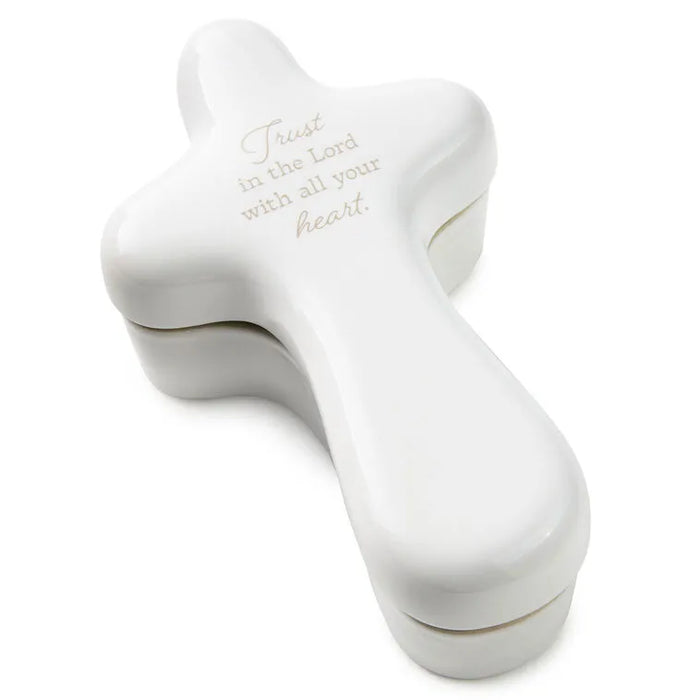 Hallmark : Trust in the Lord Cross-Shaped Lidded Trinket Dish