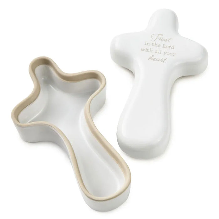 Hallmark : Trust in the Lord Cross-Shaped Lidded Trinket Dish