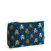 Vera Bradley Bunch of Bears Large Pouch front view with teddy bear print on quilted blue fabric.