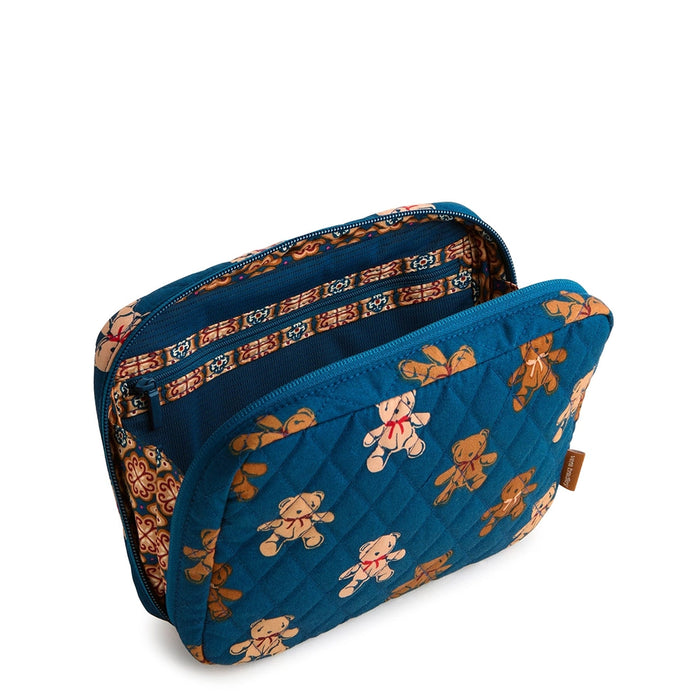 Open view of Vera Bradley cord organizer in Bunch of Bears pattern, showing multiple compartments and printed interior lining.