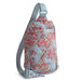 Side angle of Vera Bradley Lorman Sling Backpack in Paisley Bouquet highlighting adjustable strap and compact silhouette.