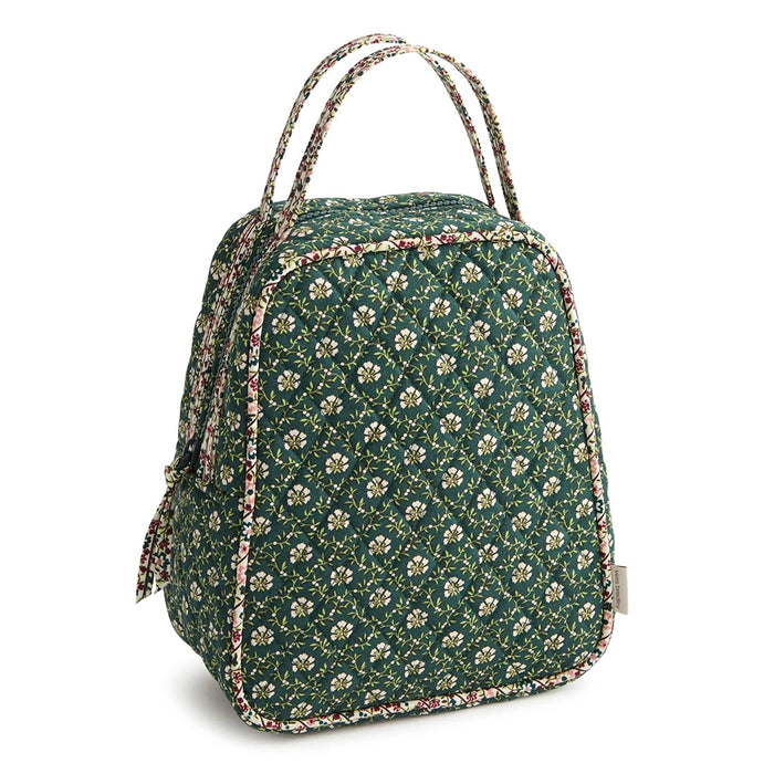 Front view of Vera Bradley Lunch Bag in Mistletoe Lattice showing full floral pattern.