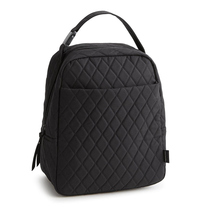 Angled view showing diamond-quilt pattern and zip top.