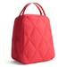 Vera Bradley quilted lunch tote in vibrant Cayenne red Featherweight fabric, featuring a diamond-stitched design, dual top handles, and a zippered main compartment