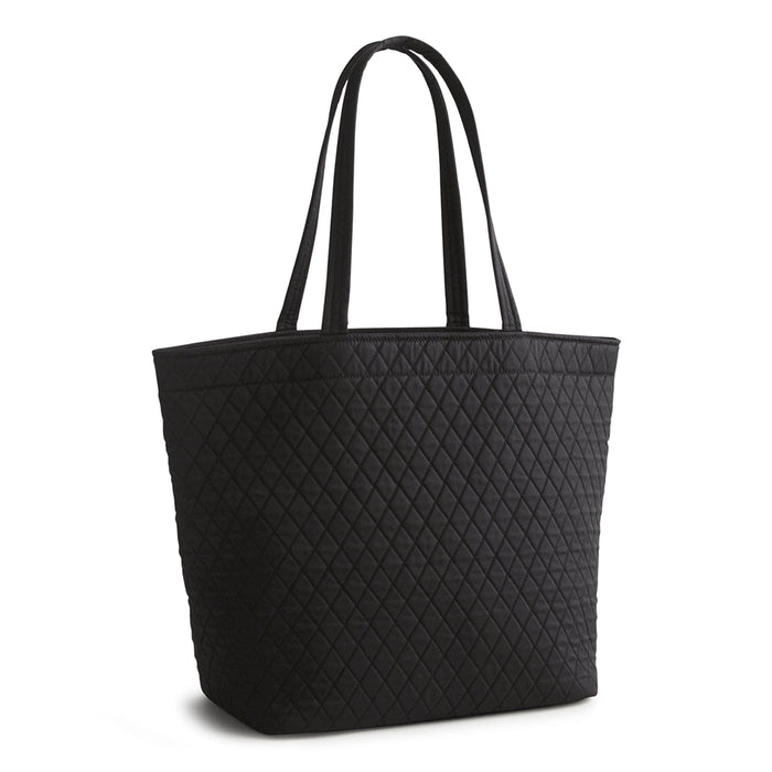 Vera Bradley Marston Grand Tote Bag in Moonless Night showing black quilted exterior with double shoulder straps.