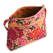 Open view of Vera Bradley Original Zip Hipster in Coming Up Roses showing interior floral lining and compartments.